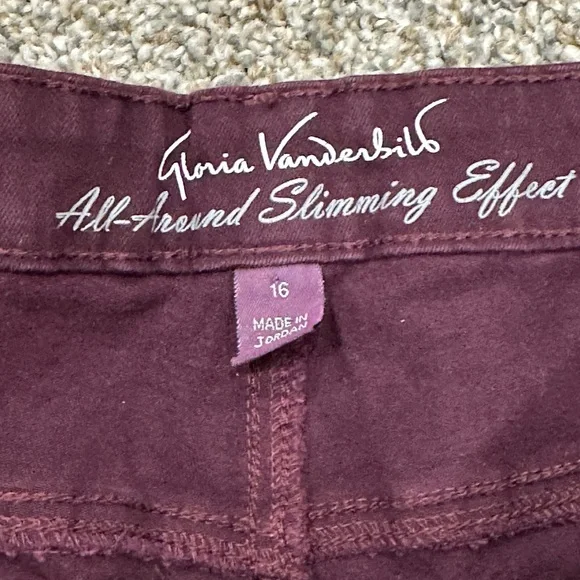 Gloria Vanderbilt 16 XL 1X Jeans Denim Wine Stretch Slimming Rail Straight - Picture 9 of 11